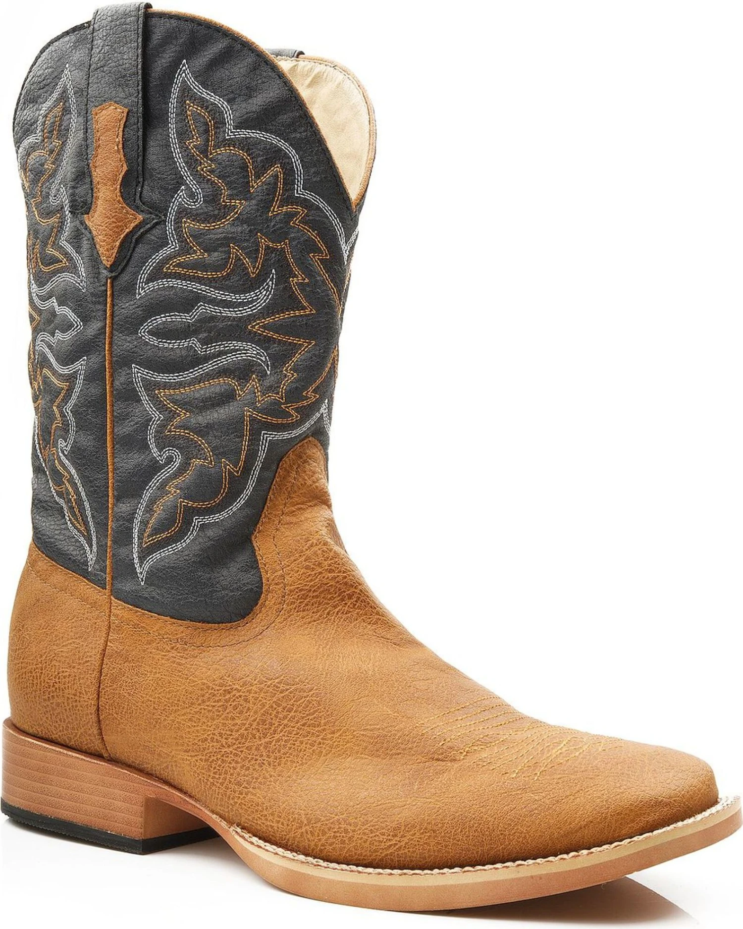 Roper Men's Faux Leather Western Boots - Broad Square Toe 3 Roper Men's Faux Leather Western Boots - Broad Square Toe