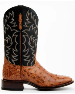 Cody James Men's Full Quill Cognac Ostrich Exotic Western Boots - Broad Square Toe  -Pro Boots Shop 2000359772 001 P2
