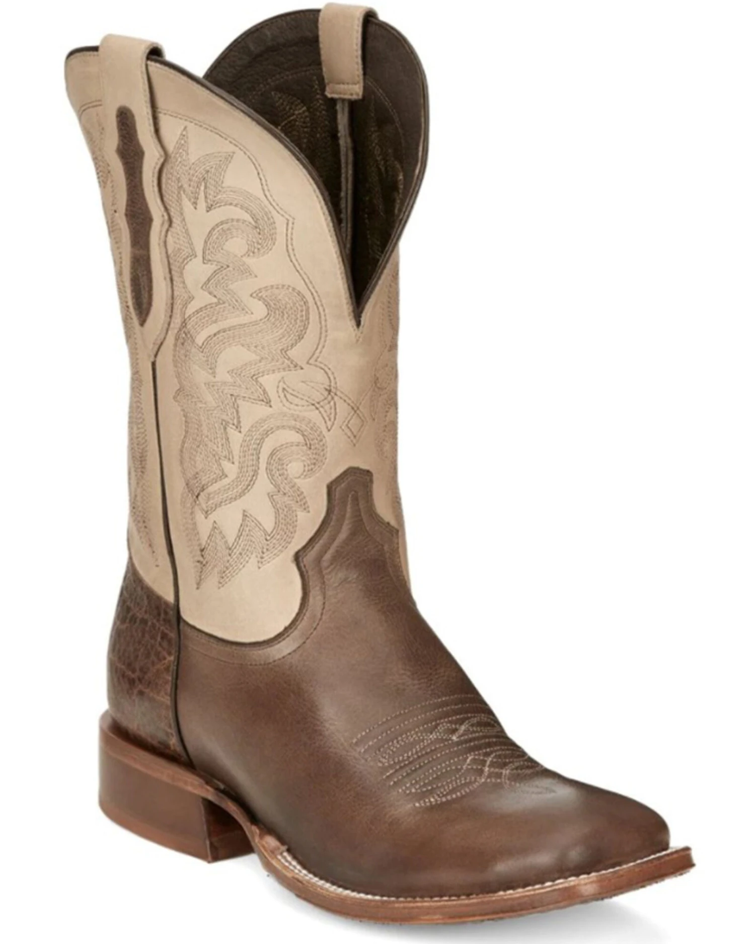 Tony Lama Men's Jinglebob Brown Leather Western Boots - Broad Square Toe 3 Tony Lama Men's Jinglebob Brown Leather Western Boots - Broad Square Toe