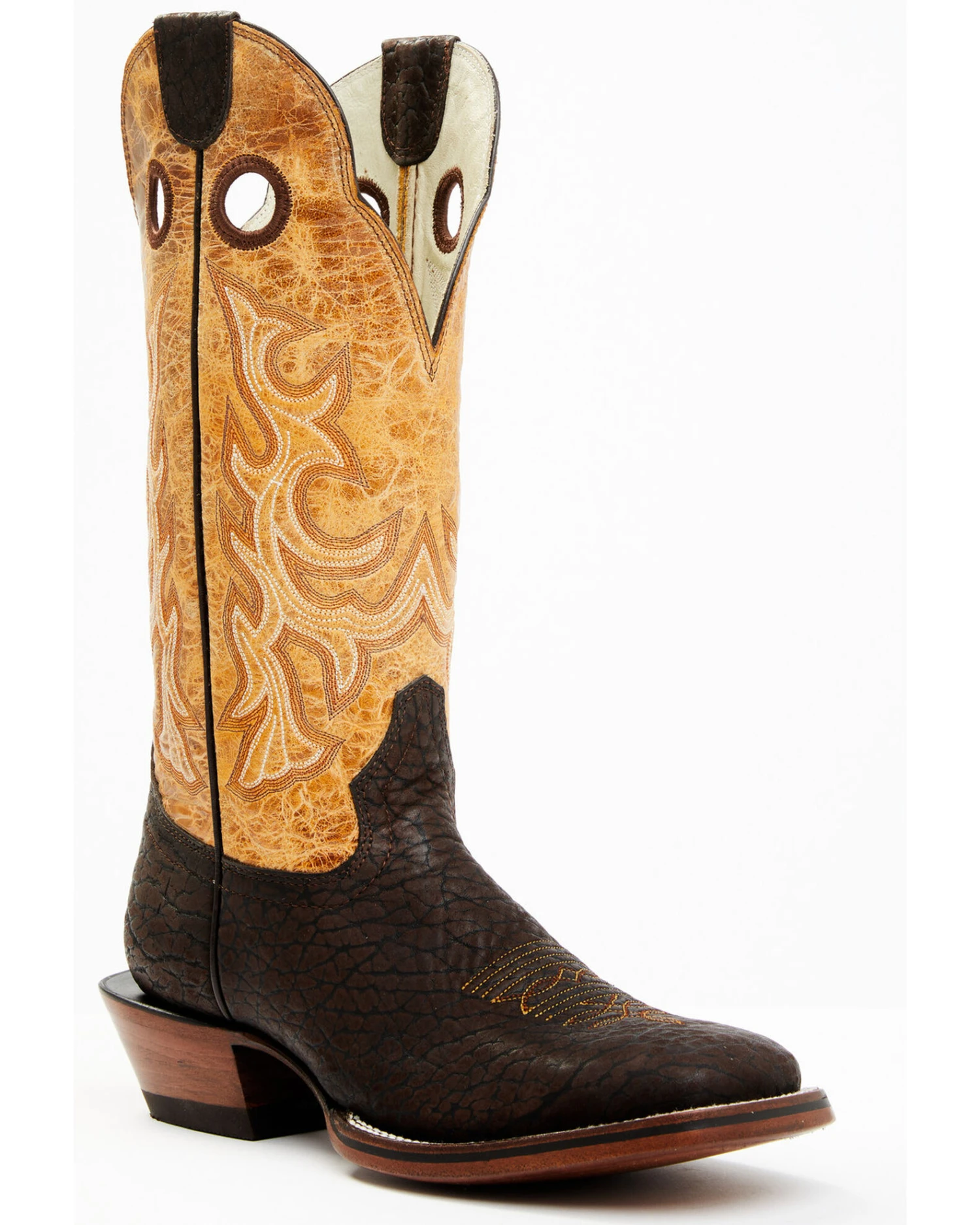 Hondo Boots Men's Bullhide Western Boots - Broad Square Toe 3 Hondo Boots Men's Bullhide Western Boots - Broad Square Toe